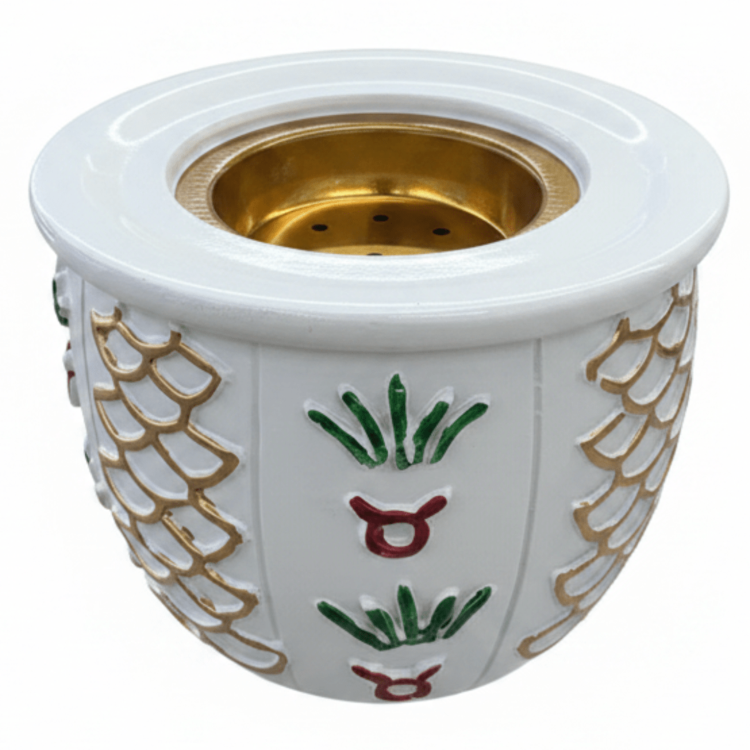 White & Gold Ceramic Incense Burner | Pineapple Motif | 9×12 cm - Al Kabayel Discount CentreWhite & Gold Ceramic Incense Burner | Pineapple Motif | 9×12 cmIncense burnerAKDCAl Kabayel Discount Centre