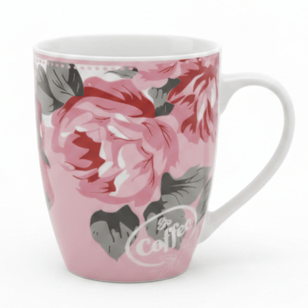 White & Pink Floral Ceramic Mug — 300ml - Al Kabayel Discount CentreWhite & Pink Floral Ceramic Mug — 300mlMugsAKDCAl Kabayel Discount Centre