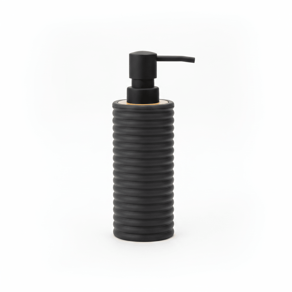 White Ribbed Plastic Liquid Soap Dispenser - 400ml - White / Black / Peach - Al Kabayel Discount CentreWhite Ribbed Plastic Liquid Soap Dispenser - 400ml - White / Black / PeachHolders & DispensersAKDCAl Kabayel Discount Centre