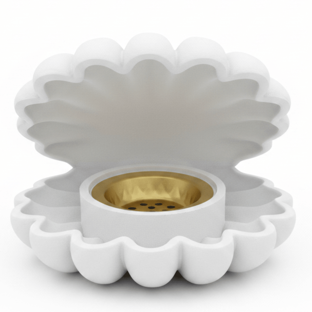 White Shell Incense Burner | Ceramic Clamshell Design with Gold Brass Insert | 14cm - Al Kabayel Discount CentreWhite Shell Incense Burner | Ceramic Clamshell Design with Gold Brass Insert | 14cmIncense burnerAKDCAl Kabayel Discount Centre