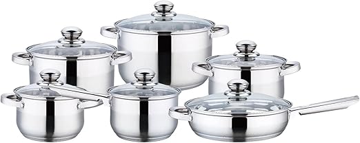 Wilson by Cuisine Art Stainless Steel 12 - Piece Cookware Set - Casserole, Saucepan, Fry Pan|Cooking set | Heavy Duty With Stainless Steel Handle | Gas, Stovetops Compatible For Family Meals - Al Kabayel Discount CentreWilson by Cuisine Art Stainless Steel 12 - Piece Cookware Set - Casserole, Saucepan, Fry Pan|Cooking set | Heavy Duty With Stainless Steel Handle | Gas, Stovetops Compatible For Family Mealscookware setWILSONAl Kabayel Discount Centre