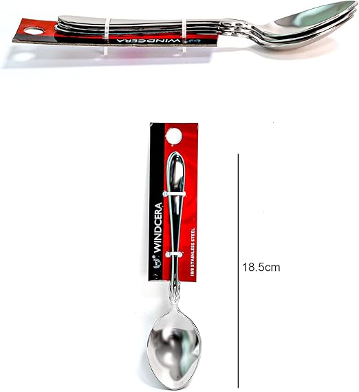 Windcera 6 & 3 Pieces Spoon Set, Stainless Steel Teaspoons Soup Soda Coffee Ice Cream Dessert Spoons Stainless Steel Silver Stain resistant, Cutlery Kitchen Restaurant (Dessert Spoon - 3 Pieces 18cm) - Al Kabayel Discount CentreWindcera 6 & 3 Pieces Spoon Set, Stainless Steel Teaspoons Soup Soda Coffee Ice Cream Dessert Spoons Stainless Steel Silver Stain resistant, Cutlery Kitchen Restaurant (Dessert Spoon - 3 Pieces 18cm)Kitchen Utensils & GadgetsAKDCAl Kabayel Discount Centre