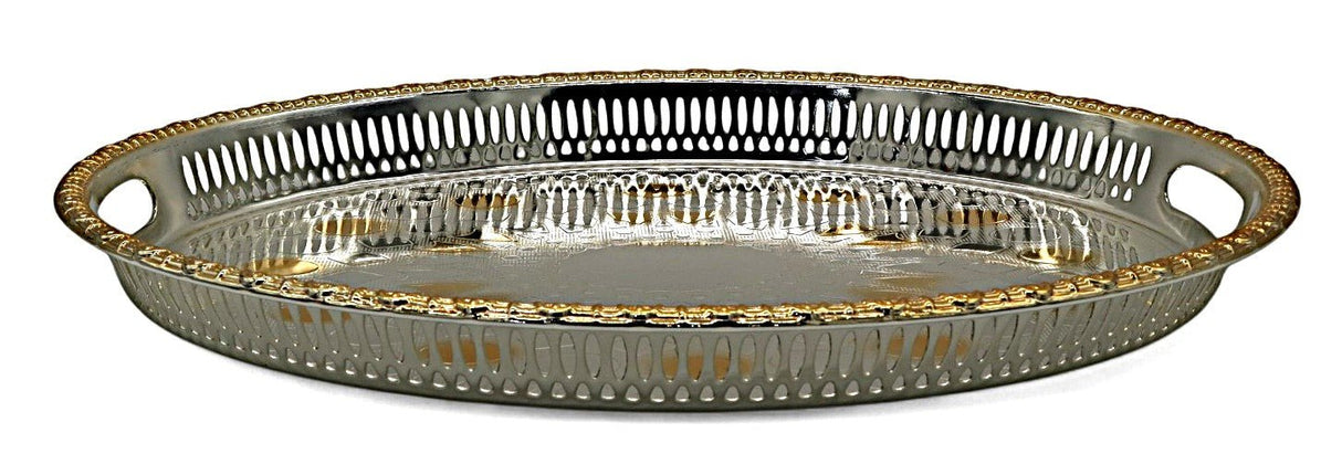 WINDCERA Elegant Oval Silver & Gold Tray – 42×30 cm Luxury Serveware - Al Kabayel Discount CentreWINDCERA Elegant Oval Silver & Gold Tray – 42×30 cm Luxury ServewareServing TraysWINDCERAAl Kabayel Discount Centre