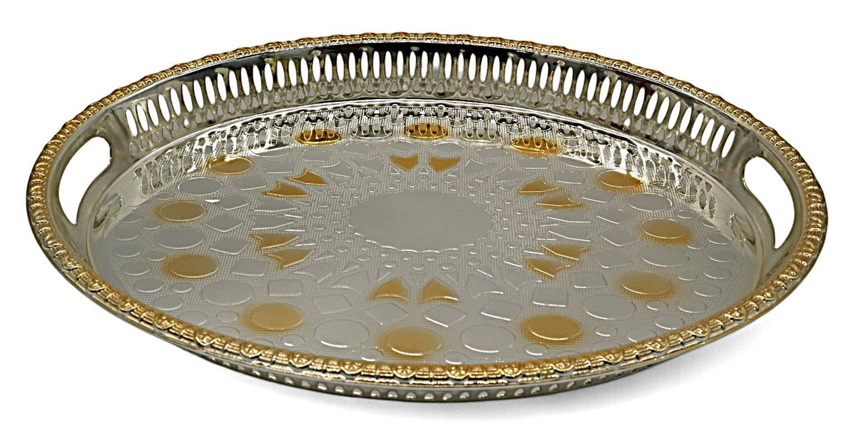 WINDCERA Elegant Oval Silver & Gold Tray – 42×30 cm Luxury Serveware - Al Kabayel Discount CentreWINDCERA Elegant Oval Silver & Gold Tray – 42×30 cm Luxury ServewareServing TraysWINDCERAAl Kabayel Discount Centre