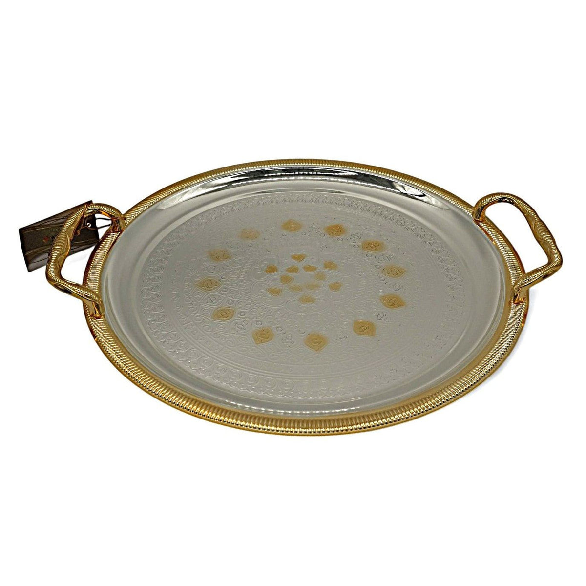 WINDCERA Round Silver Tray with Gold Finish – 38 cm Sophisticated Design - Al Kabayel Discount CentreWINDCERA Round Silver Tray with Gold Finish – 38 cm Sophisticated DesignServing TraysWINDCERAAl Kabayel Discount Centre