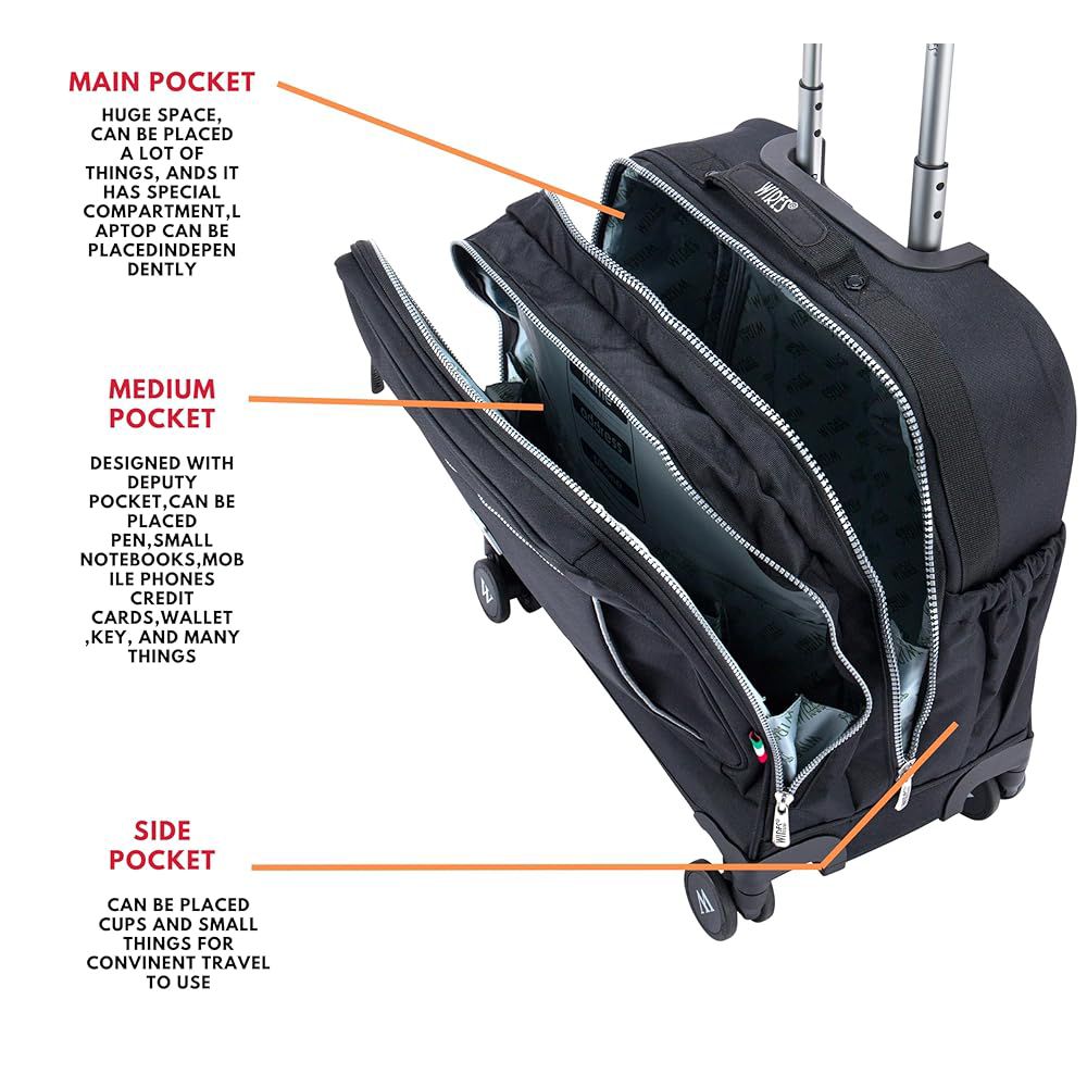 Wires 8 Wheels Black School Bag with Trolley 48cm*30cm*21cm, Pencil Case, Lunch Box, Lunch Bag - Al Kabayel Discount CentreWires 8 Wheels Black School Bag with Trolley 48cm*30cm*21cm, Pencil Case, Lunch Box, Lunch BagSchool BagsWIRESAl Kabayel Discount Centre