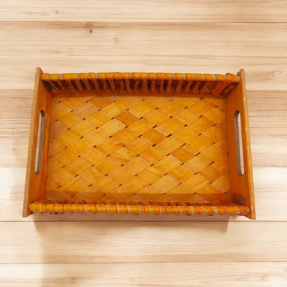 Wooden Tray Hand Woven Elegant Rattan Serving Tray Anti Breakage Desktop Organization for Balcony 38cmX25cmX8cm - Al Kabayel Discount CentreWooden Tray Hand Woven Elegant Rattan Serving Tray Anti Breakage Desktop Organization for Balcony 38cmX25cmX8cmRattanAKDCAl Kabayel Discount Centre