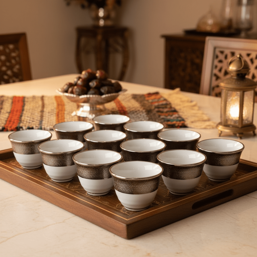 Yama White and Silver Ceramic Arabic Cawa Cups Set of 12 Elegant Pattern Traditional Gahwa Coffee Cups 80 ml - Al Kabayel Discount CentreYama White and Silver Ceramic Arabic Cawa Cups Set of 12 Elegant Pattern Traditional Gahwa Coffee Cups 80 mlTea CupsYAMAAl Kabayel Discount Centre