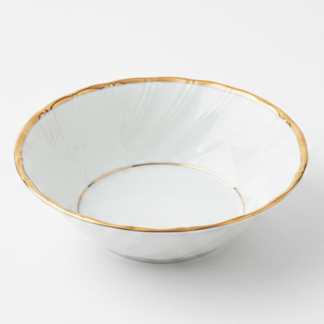 Yamatsu White Porcelain Shell Bowl with Golden Rim — 5 Inch | Premium Serving Bowl - Al Kabayel Discount CentreYamatsu White Porcelain Shell Bowl with Golden Rim — 5 Inch | Premium Serving BowlBowlsYAMATSUAl Kabayel Discount Centre