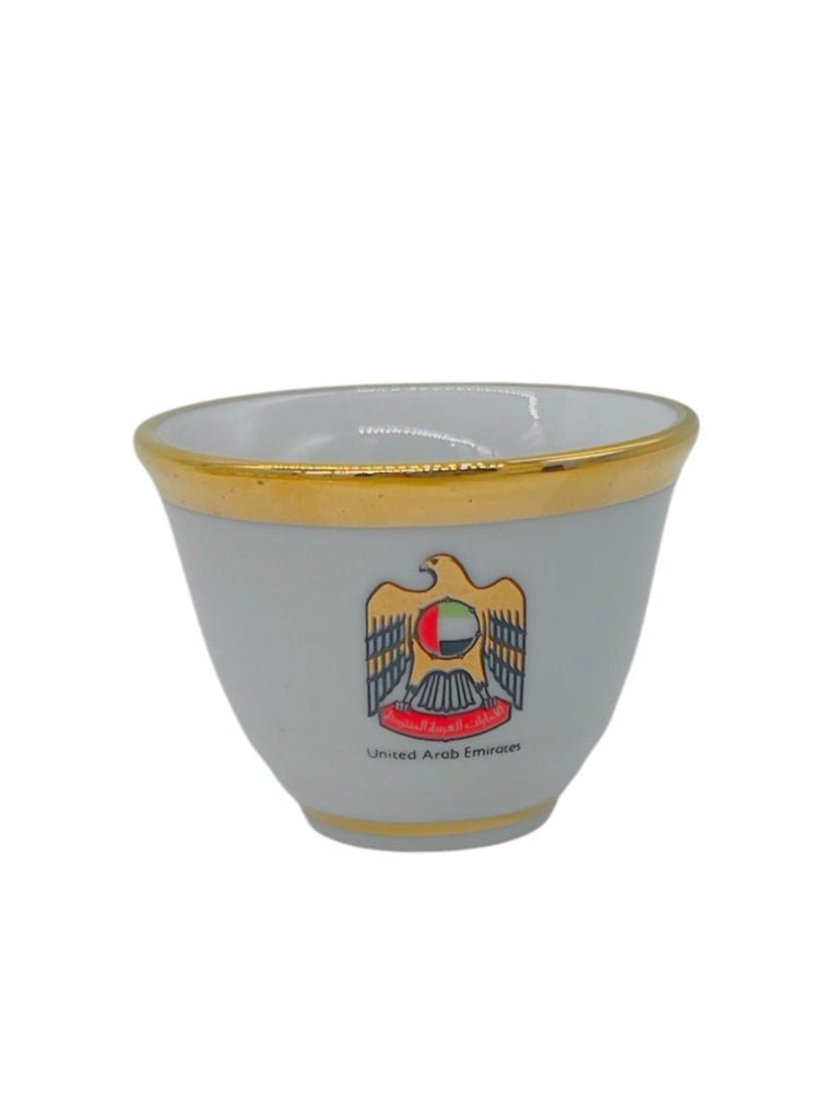 YEMATO 12pcs Ceramic Cawa Cup 80ml, 24KT Gold Plated, UAE Logo Design - Al Kabayel Discount CentreYEMATO 12pcs Ceramic Cawa Cup 80ml, 24KT Gold Plated, UAE Logo DesignTea CupsYEMATOAl Kabayel Discount Centre