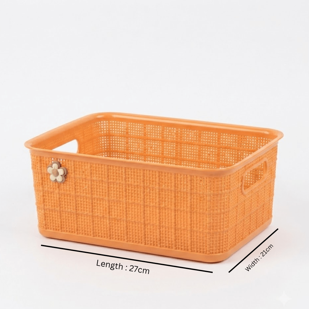 Yidele Plastic Storage Basket – 27×21 cm - Orange / Cream - Al Kabayel Discount CentreYidele Plastic Storage Basket – 27×21 cm - Orange / CreamOrganizers & AccessoriesYIDELEAl Kabayel Discount Centre
