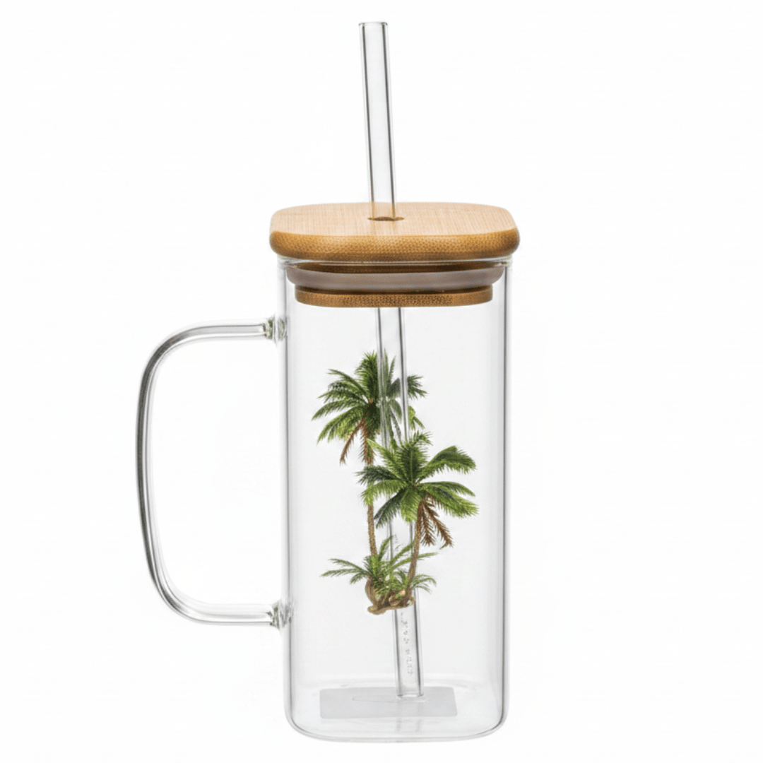 Yuniverse Clear Glass Mug with Straw & Natural Bamboo Lid – 360 ml - Al Kabayel Discount CentreYuniverse Clear Glass Mug with Straw & Natural Bamboo Lid – 360 mlWater BottlesYUNIVERSEAl Kabayel Discount Centre