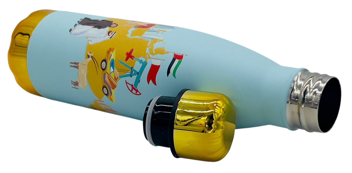 Yuniverse Dubai Vaccum Water Bottle 700ml, Stainless Steel , Blue/Gold - Al Kabayel Discount CentreYuniverse Dubai Vaccum Water Bottle 700ml, Stainless Steel , Blue/GoldWater BottlesYUNIVERSEAl Kabayel Discount Centre