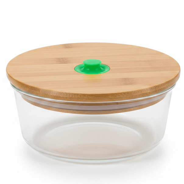 Yuniverse Round Glass Storage Container with Eco Bamboo Lid – Minimalist Design for Kitchen Use – 15 cm - Al Kabayel Discount CentreYuniverse Round Glass Storage Container with Eco Bamboo Lid – Minimalist Design for Kitchen Use – 15 cmFood ContainersYUNIVERSEAl Kabayel Discount Centre