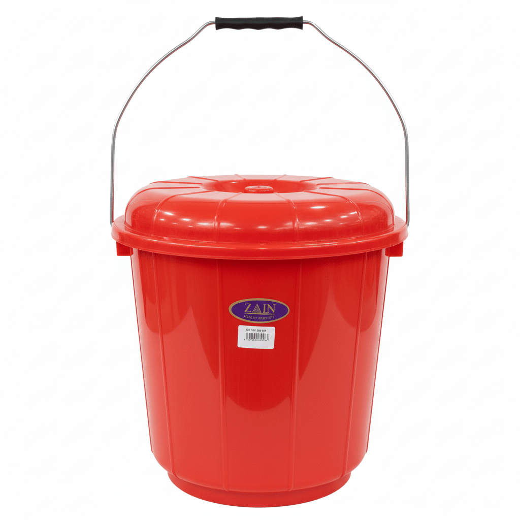 Zain Plastic Bucket with Lid – 20L – Red – Strong Utility Bucket for Cleaning, Storage & Household Use - Al Kabayel Discount CentreZain Plastic Bucket with Lid – 20L – Red – Strong Utility Bucket for Cleaning, Storage & Household UseOrganizers & AccessoriesZAINAl Kabayel Discount Centre