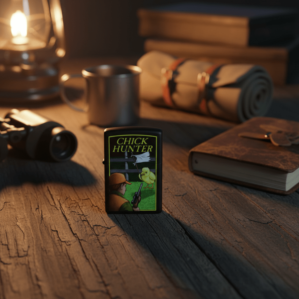 Zippo Black Flip Top Refillable Metal Lighter Chick Hunter Design 6×4 cm - Al Kabayel Discount CentreZippo Black Flip Top Refillable Metal Lighter Chick Hunter Design 6×4 cmLightersZIPPOAl Kabayel Discount Centre