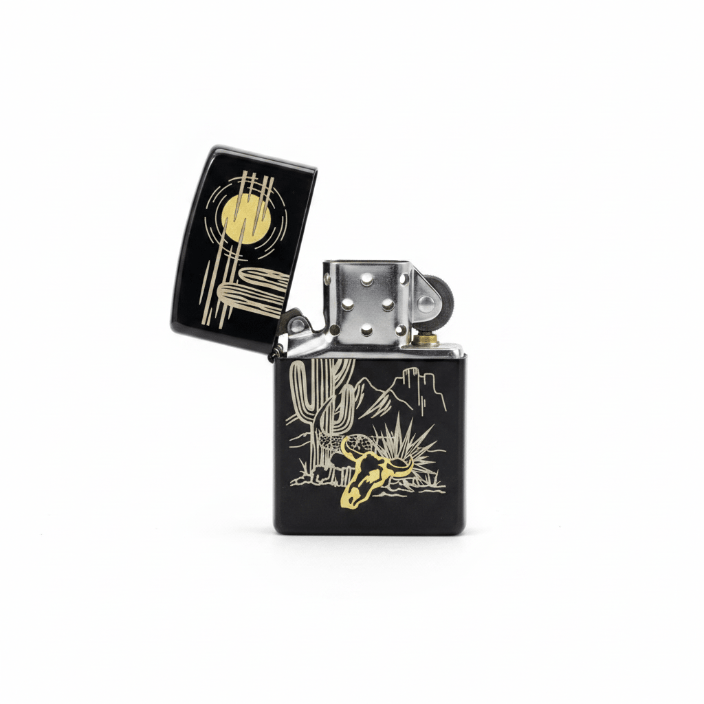 Zippo Black Flip Top Refillable Metal Lighter Western Style Artwork Windproof Durable 6×4 cm - Al Kabayel Discount CentreZippo Black Flip Top Refillable Metal Lighter Western Style Artwork Windproof Durable 6×4 cmLightersZIPPOAl Kabayel Discount Centre