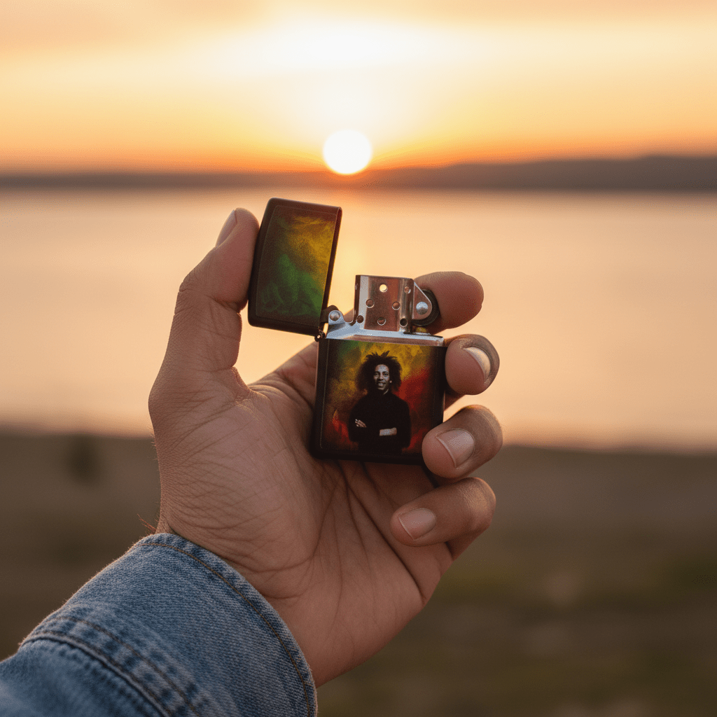 Zippo Black Flip Top Refillable Metal Lighter With Bob Marley Design Durable Build 6×4 cm - Al Kabayel Discount CentreZippo Black Flip Top Refillable Metal Lighter With Bob Marley Design Durable Build 6×4 cmLightersZIPPOAl Kabayel Discount Centre