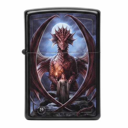 Zippo Black Metal Lighter with Anne Stokes Fantasy Collection Design Flip - Top Refillable (6×4 cm) - Al Kabayel Discount CentreZippo Black Metal Lighter with Anne Stokes Fantasy Collection Design Flip - Top Refillable (6×4 cm)LightersZIPPOAl Kabayel Discount Centre
