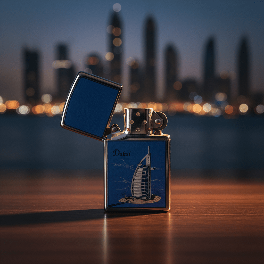 Zippo Silver & Blue Metal Flip - Top Refillable Lighter with Burj Al Arab Dubai Landmark Artwork (6×4 cm) - Al Kabayel Discount CentreZippo Silver & Blue Metal Flip - Top Refillable Lighter with Burj Al Arab Dubai Landmark Artwork (6×4 cm)LightersZIPPOAl Kabayel Discount Centre