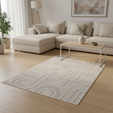 Carpet Ivory with Taupe & Light Grey Abstract Pattern