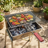 Metal BBQ Grilling Basket with Handle - 39×30cm