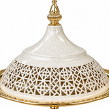 Metal Tajine with Decorative Lid Cream & Gold - 30×20cm