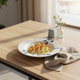 Henlee White & Blue Melamine Deep Plate - 10 Inch