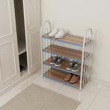 4-Tier Wooden and Metal Shoe Rack White & Brown - 60×50×20cm