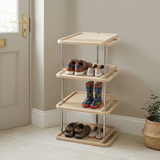 4-Layer Plastic Shoe Rack Beige - 65×30cm