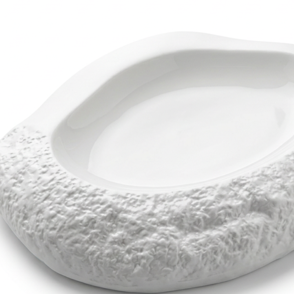Textured Ceramic Serving Dish White - 32cm