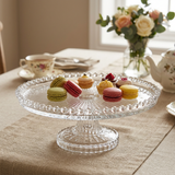 Delisoga Glass Footed Cake Plate with Beaded Rim – 20cm