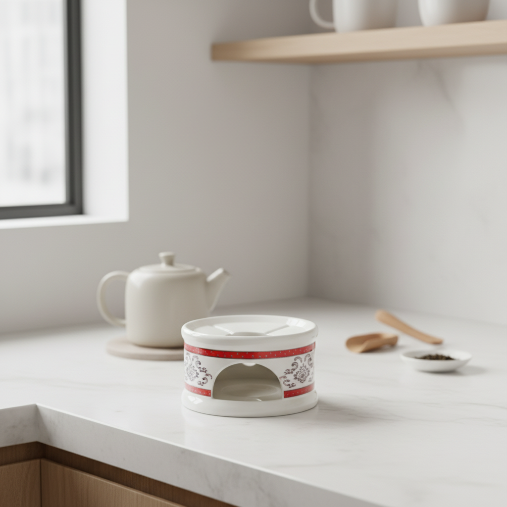 Ceramic Kettle Warmer White - 12×6cm