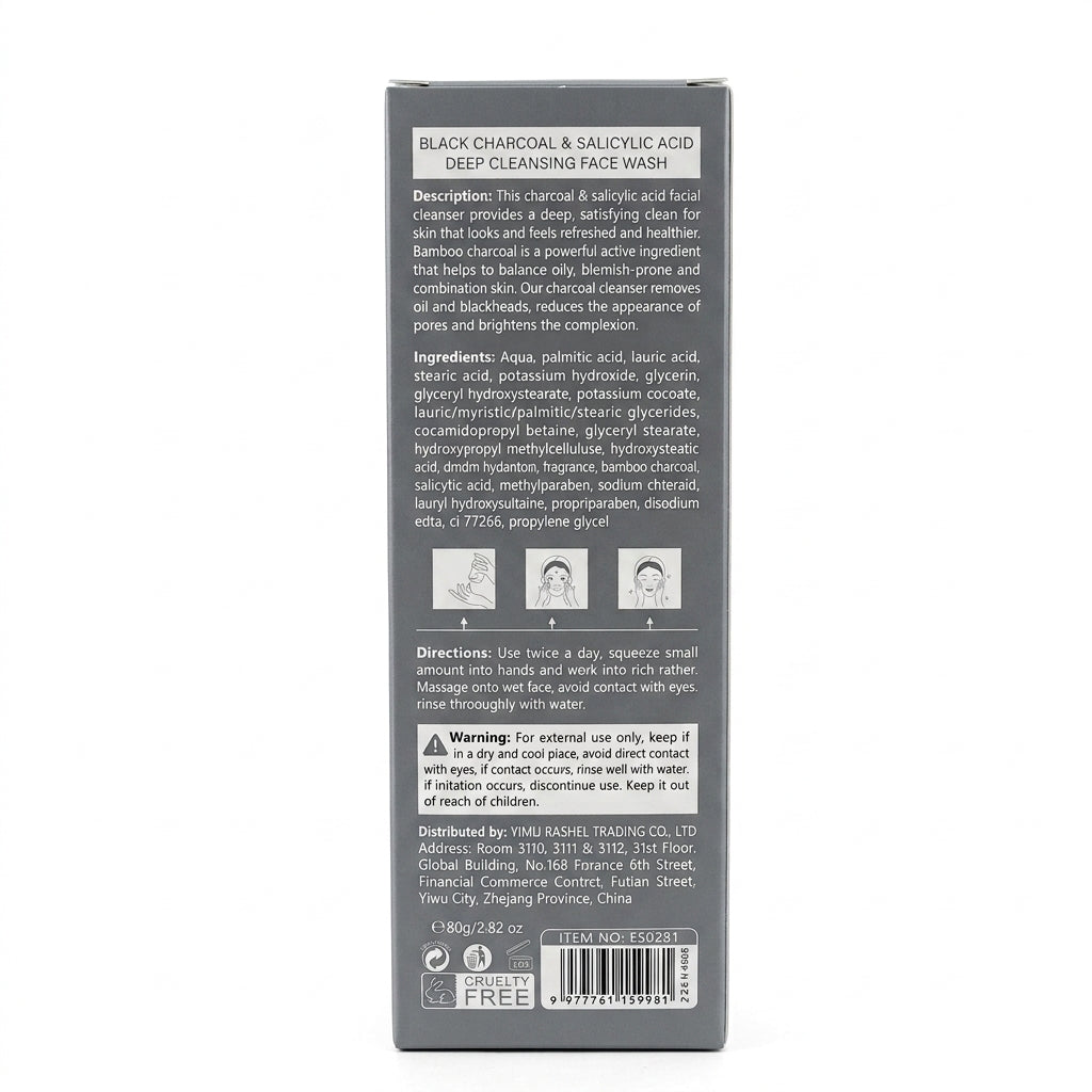 Estelin Black Charcoal & Salicylic Acid Deep Cleansing Face Wash – 80g