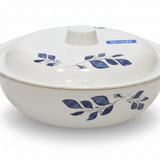Henlee White & Blue Melamine Bowl with Lid - 10 Inch