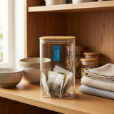 HappySmile Glass Storage Jar with Bamboo Lid - 20cm