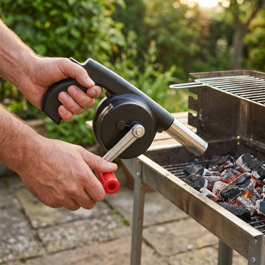 Manual Plastic and Metal Charcoal Blower Black - 30cm