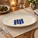 Slama Ceramic Oval Plate, Off White - 30×15cm