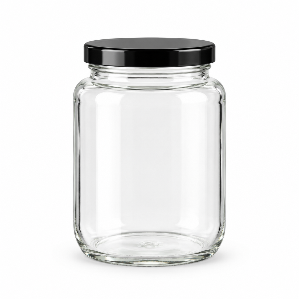 House Mart Glass Jar with Black Lid - 630ml