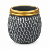 Ceramic Flower Vase Dark Grey with Gold Rim - 9×9cm