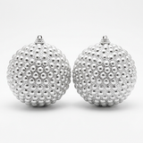 Plastic Christmas Hanging Balls 2 Piece Silver - 10cm