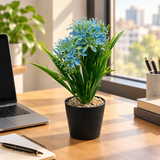 Zeem Artificial Flower Plant in Black Plastic Pot - 28cm