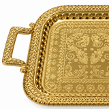 Rectangular Stainless Steel Serving Tray with Handles Gold – 85×30cm