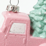 Plastic Truck with Green Christmas Tree Hanging Decoration – 10cm