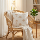 Square Cushion with Palm Tree Print Ivory & Beige - 43×43cm