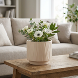 Ceramic Flower Vase with Textured Design Beige  – 16×20cm