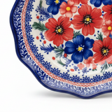 New East Sun Ceramic Dessert Plate Blue & Red Floral Design - 9.2 Inch
