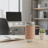 Glass Bottle with Straw Beige - 410ml