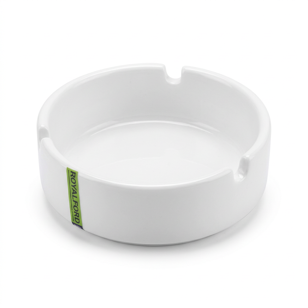 Royalford Ceramic Ashtray White - 3.5 Inch