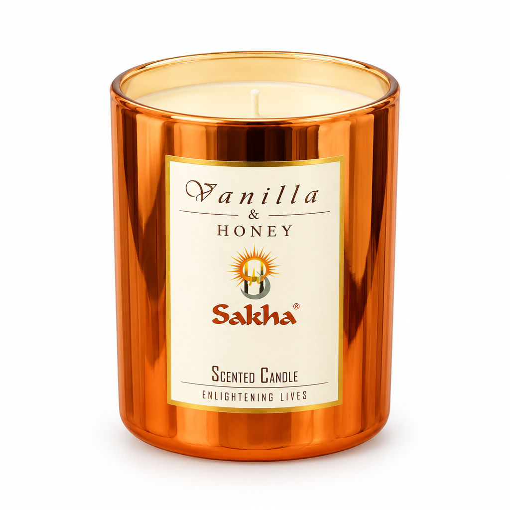 Sakha Vanilla & Honey Scented Candle in Glass Jar – 10×9cm